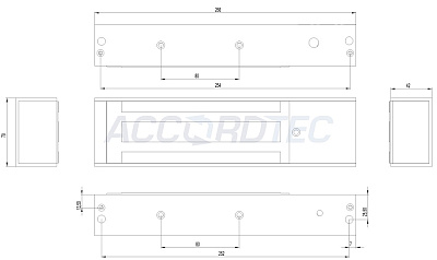 ML-395-2 с датчиком Холла, цвет Серый, Электромагнитный замок ACCORDTEC, 500 кг, накладной