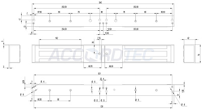 ML-395 Double с уголком, Электромагнитный замок ACCORDTEC, 1000 кг, накладной