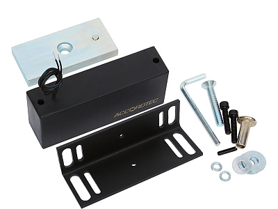 ML-300П с уголком, цвет черный, Электромагнитный замок ACCORDTEC, 300 кг, накладной