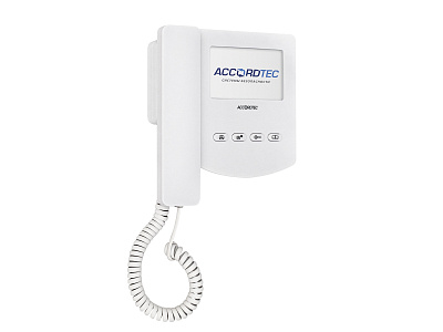 AT-VD433C WH Монитор домофона ACCORDTEC, аналоговый, с трубкой, механические кнопки