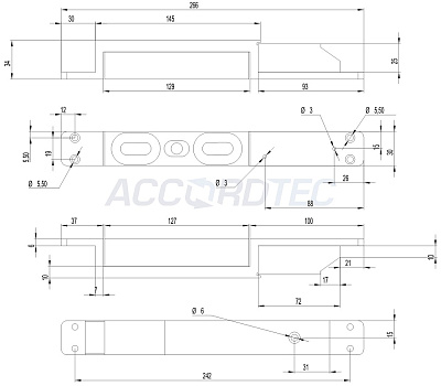 ML-1200N2 c герконом Электромагнитный замок сдвиговый ACCORDTEC, 1200 кг, врезной