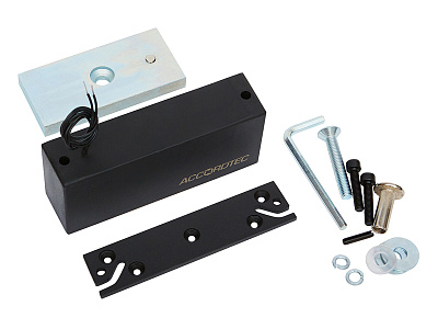 ML-300П с планкой, цвет черный, Электромагнитный замок ACCORDTEC, 300 кг, накладной