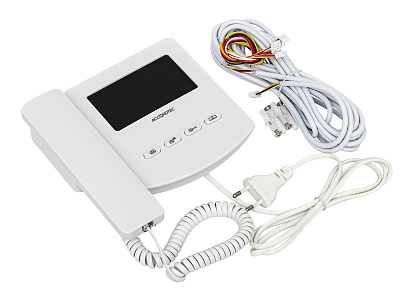 AT-VD433C WH Монитор домофона ACCORDTEC, аналоговый, с трубкой, механические кнопки